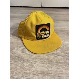 Vintage Pepsi Pot Of Gold Challenge Trucker Hat 80s Snapback Yellow Mesh Coke